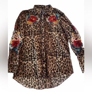 Johnny was rare leopard blouse with beautiful embroidery small